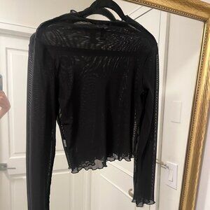 Forever 21 Sheer Mock Turtleneck Longsleeve Top, Black